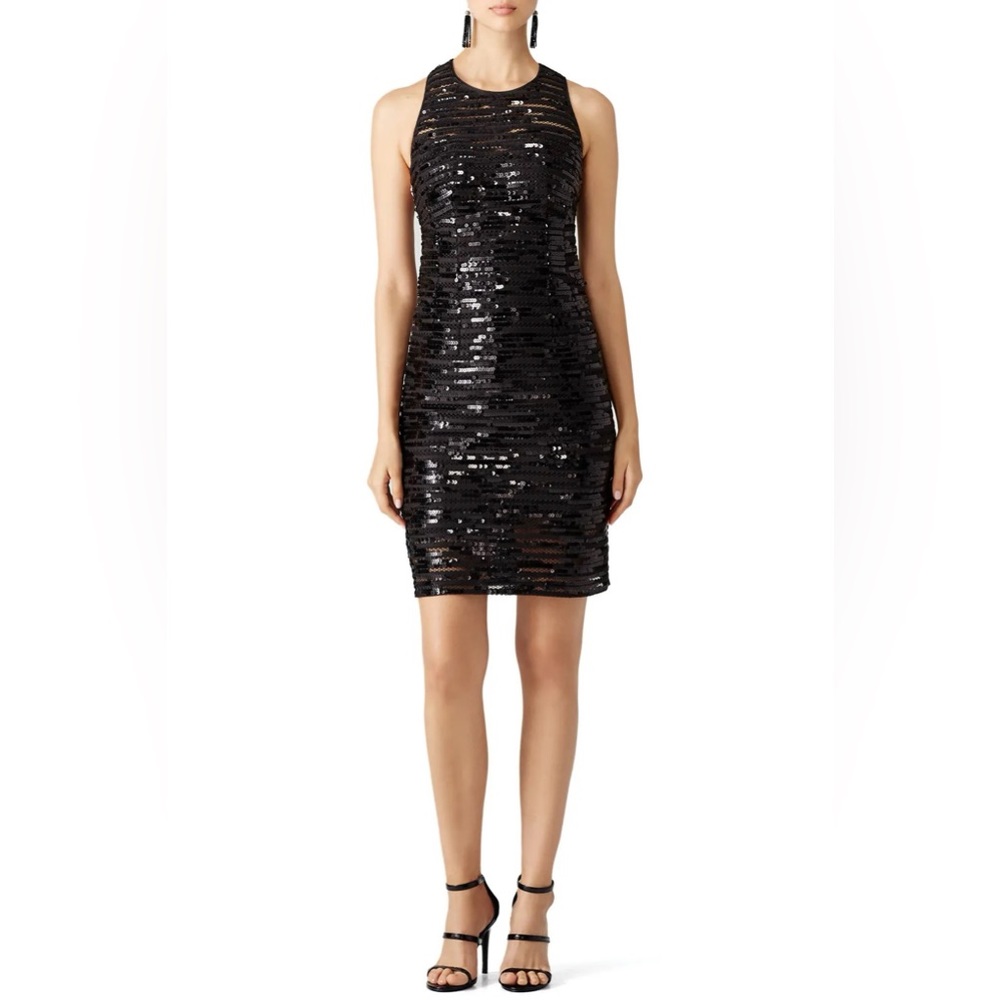 Black Sequin Cocktail Dress LBD